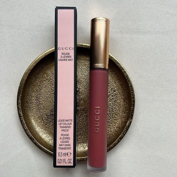 Gucci Rouge Liquid Matte Lip Color Transfer Proof 203 Mildred Rosewood - Picture 10 of 12